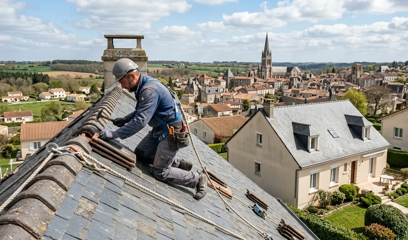 Chantier de toiture à Saint-Maixent-l'École